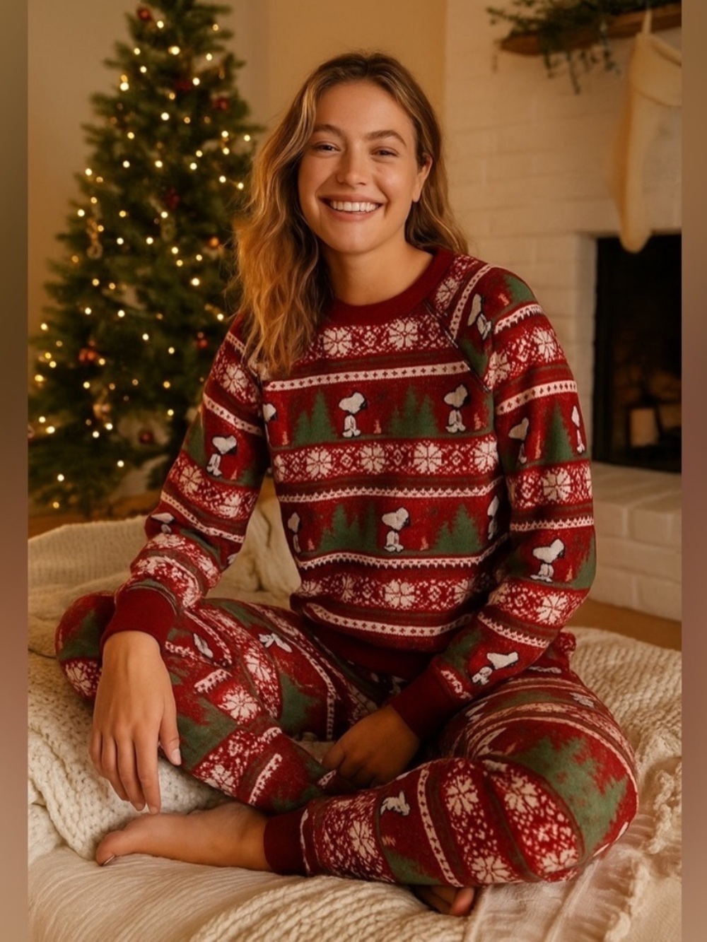 American Eagle x Peanuts Holiday Fleece PJ Set